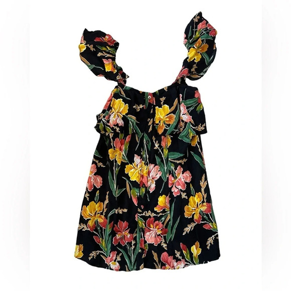 Privacy Please mini floral black dress with button front size small so pretty! - Picture 2 of 4